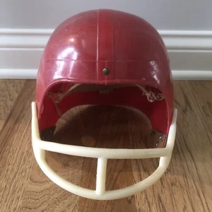 Casco da calcio rosso vintage - senza marchio - faccia aperta - Foto 1 di 13