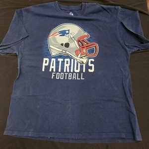 Majestic Navy Blue New England Patriots Football Helmet Shirt XL - Picture 1 of 3
