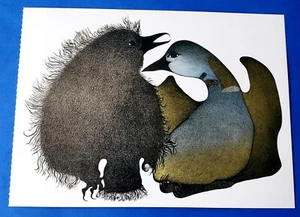 Postcard "Loon with Young" Inuit Art Birds 6.5"x4.75" Pitaloosie Saila - Picture 1 of 2
