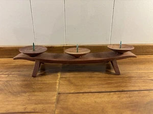Vintage MCM Kerzenständer Anri Form Italy Teakholz 3 - Bild 1 von 5