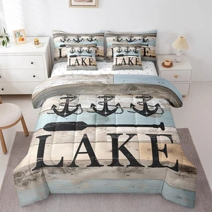 Letto a Tema Lago in Borsa Queen,Set Trapuntino Casa Lago Regalo Camper,Nautica... - Foto 1 di 5