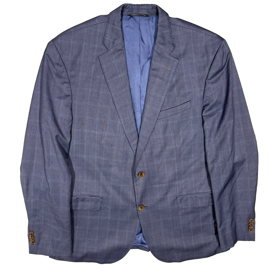 Jack Victor Blazer REDA 130s Wool Sport Coat Glen Check Blue Made in Canada 44 R - Image 1 of 4