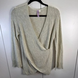 Maglione donna Alya Med finto avvolgente manica lunga beige boho minimalista cottage Y2K - Foto 1 di 8