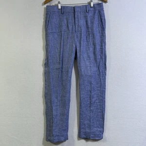 Baird McNutt Murano Linen Pants Mens 30x30 Blue Alex Fit Lightweight Cuffed - Picture 1 of 10
