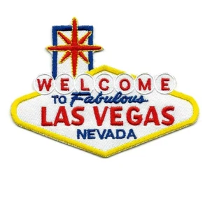WELCOME TO FABULOUS LAS VEGAS IRON ON PATCH 3.8" Embroidered Famous Nevada Sign - Picture 1 of 2
