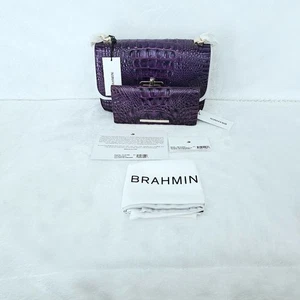 NEW BRAHMIN ROYAL PURPLE ROYAL PURPLE ROSALIE W/ADY WALLET - Picture 1 of 21
