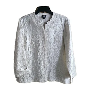 Eileen Fisher Damen Seide Rundhals Ärmel Button Down Shirt Bluse Größe M - Bild 1 von 8