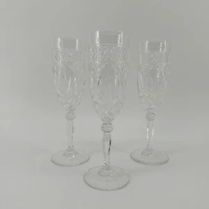 3er Set Champagner Pressglas Antik Klar Cristal D'arques Durand Geriffelt  - Bild 1 von 20