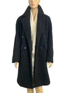 BCBG MAXAZRIA Black Boucle Coat Double Breasted Side Pockets Size M NWOT - Picture 1 of 13