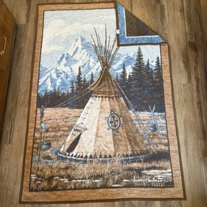 VTG Biederlack James Hartman Southwest Native Fleece Large Throw Blanket 76X 54 - Picture 1 of 7