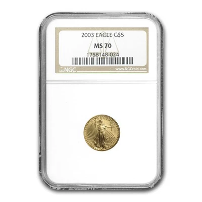 2003 1/10 oz American Gold Eagle MS-70 NGC - Image 1 of 3