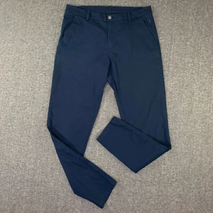 Lululemon ABC Pants Men 33x31 Navy Blue Chino Trousers Performance Warpstreme - Picture 1 of 12