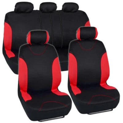 Juego completo de fundas de asiento de coche ultra elegantes rojas negras - ajuste universal delantero trasero Foto 1 de 4