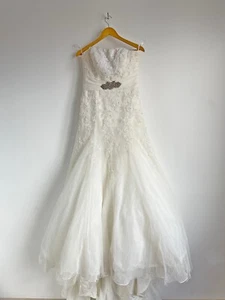 Pronovias Barcelona Strapless ALine Laces Wedding Dress Gown US12/UK14/IT48 - Picture 1 of 15