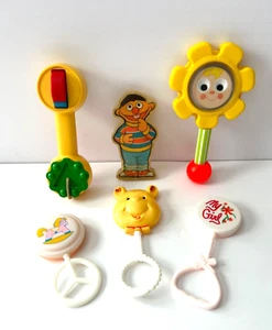Fisher Price Flower Rattle Googly Eyes Mirror Face 1973 & Pooh Bear Ernie VTG - Picture 1 of 8