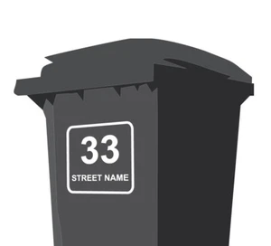 4 x Wheely Dustbin Stickers House Numbers Wheelie Bin Sticker White Peel & Stick - Picture 1 of 1