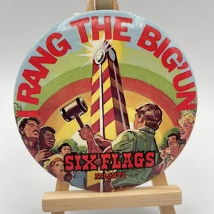VTG 70s I Rang the Big 'Un Bell Six Flags Atlanta Georgia Prize Pin Button 4” - Picture 1 of 4