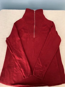 Eddie Bauer Zipped Mock Neck Red Sweater Women 2X Warm Cozy Knit - Picture 1 of 12
