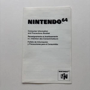 Nintendo 64 N64 Folleto de Información y Precauciones al Consumidor Caja Inserto Sin Código - Imagen 1 de 2
