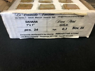Azulejo italiano vidro metálico 1x1 detalhes backsplash saara ouro 1 caixa - Imagem 1 de 4
