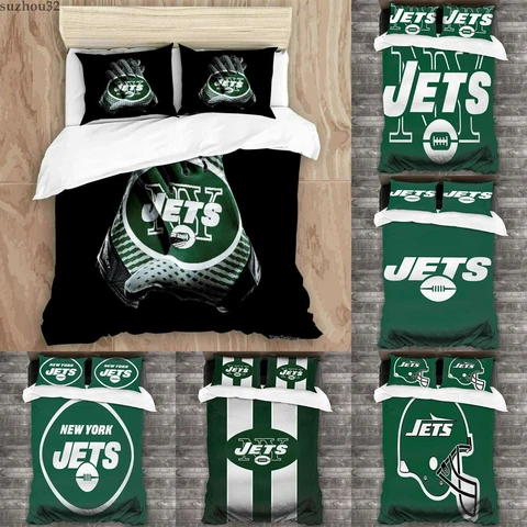 New York Jets 3 Pieces Bedding Set Pillowcases Quilt/Duvet/Comforter Cover Gifts Cover