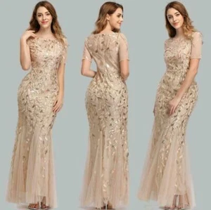 Evening Dress V-Neck Mermaid Sequined Formal Dresses Women Elegant Party Gowns D - Picture 1 of 20