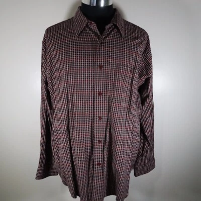 Marc Edwards Shirt Mens XL Casual Pocket Button Up Maroon Plaid Long Sleeve - Image 1 of 4