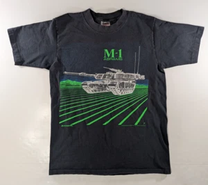Vintage M-1 Abrams Tank Shirt Youth Large Black Graphic T-shirt Tee Oneita - Picture 1 of 10