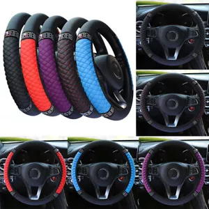 Universal PU Leather Diamond Steering Wheel Cover Car Accessories For 15''/38cm - Picture 1 of 19