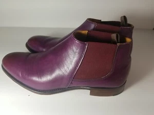 Joseph Cheaney and Sons Purple Leather Chelsea boots threadneedle Men’s Size 6.5 - Picture 1 of 8