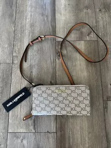 KARL LAGERFELD Umhängetasche auf Schnur - Kunstledertasche Mandeltaupe - Bild 1 von 4
