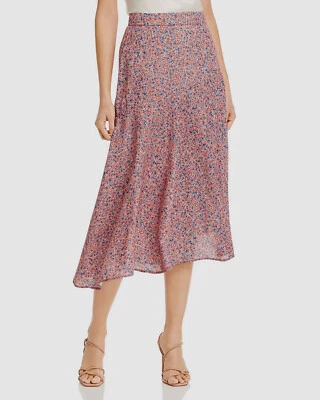 $489 Falda midi Rebecca Minkoff para mujer roja azul estampado floral abertura línea A talla XS Foto 1 de 2