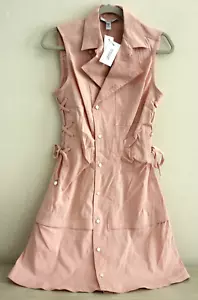 Derek Lam 10 Crosby Women's Sz 4 Pink Serena Lace Up Linen Blend Mini Dress $395 - Picture 1 of 16