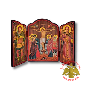 Orthodox Icon Triptych Crucifixion 4 Sizes Orthodoxes Ikonen Triptychon Ikone - Picture 1 of 10