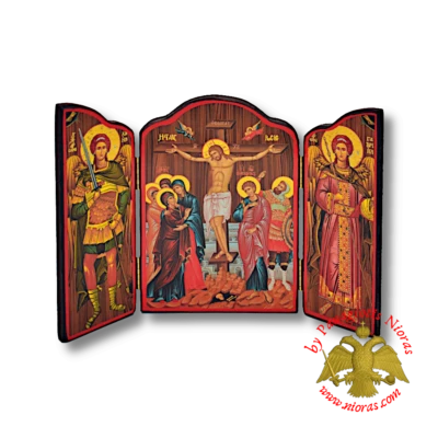 Orthodox Icon Triptych Crucifixion 4 Sizes Orthodoxes Ikonen Triptychon Ikone - Image 1 of 2