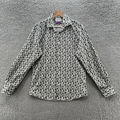 Camisa de vestir TM Lewin Liberty de tela para hombre 15,5 34,5 azul tostado geo abotonada Foto 1 de 4