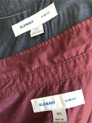 Camisas informales calce ajustado XXL de mezcla de algodón granate/azul azul marino antiguo de 2 piezas para hombre Foto 1 de 4