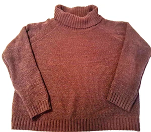 Turtleneck Sweater Women's XL Brown with Sparkles Pullover Chunky (ish) Knit - Picture 1 of 8