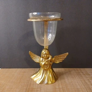 Vintage Brass Angel Lantern Candle Holder Glass Votive Tea Light Holder - Picture 1 of 10