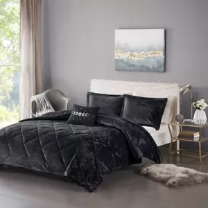 Intelligent Design Velvet Comforter Set Luxury Diamond Quilt 3/4 Pcs Queen King - Picture 1 of 51