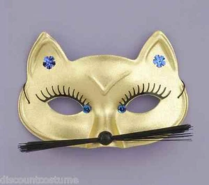 PANTERA DORADA GATO 1/2 MÁSCARA PARA OJOS MÁSCARA FACIAL HALLOWEEN DISFRAZ MASCARADA ACCESORIO - Imagen 1 de 1