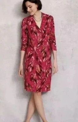 NEW J.Jill Wearever Collection Faux Wrap Knit Jersey Dress Medium Petite Red - Image 1 of 4