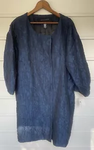 +Womens NWT Apostrophe Black/Blue 60's style coat size Large - Picture 1 of 5