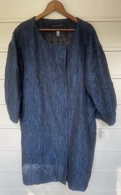 Womens NWT Apostrophe Black/Blue 60's style coat size Large - Image 1 of 4