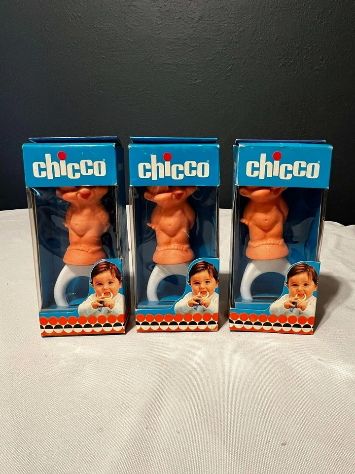 3 juguetes de succión Chicco vintage muy raros con forma de bebé Foto 1 de 2