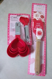 Tazas medidoras rojas en forma de corazón cucharas espátulas día de la madre regalos de San Valentín - Imagen 1 de 4