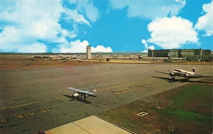 Bedford MA Airport Airplanes Postcard - Picture 1 of 2