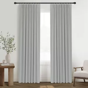 Pinch Pleated Curtains Blackout with Hooks, Pleat Drapes 90 Inches Long, Room... - Picture 1 of 9