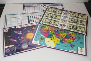 TOT TALK Placemats Educational, Money, Solar System, Geography, Math Lot of 5