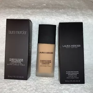 2 Lot Laura Mercier Flawless Fusion Ultra Longwear Foundation Golden 3W2 1 Oz - Picture 1 of 12